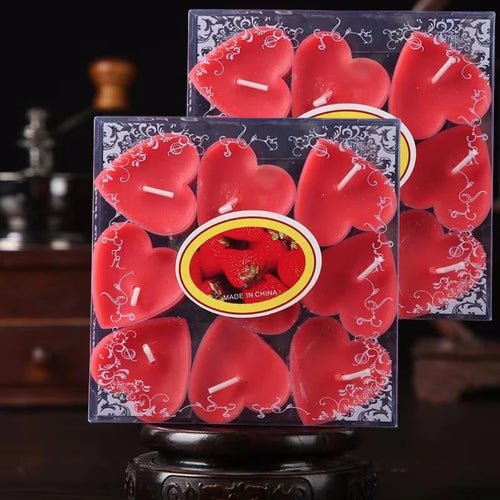 9pcs Heart-Shaped Scented Tea Candles Set Wedding Supplies Romantic