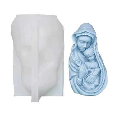 3D Virgin Mary Holding Baby Candle Silicone Mold DIY Catholic Virgin
