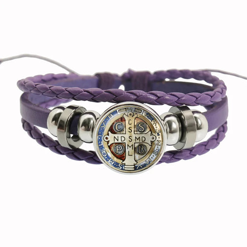 Saint Benedict Medallion Bracelet I LOVE JESUS Glass Art Picture