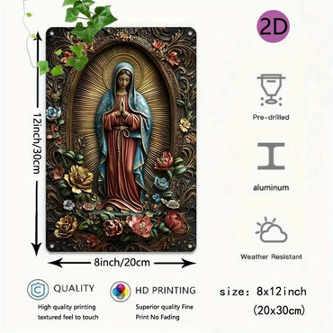 GuadalupeAluminumArt 1pc Our Lady of Guadalupe Aluminum Wall Art - 8x8