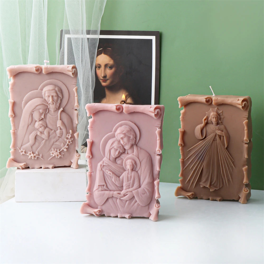 Large Jesus Statue Candle Mold Catholic Apostle Portrait Gypsum