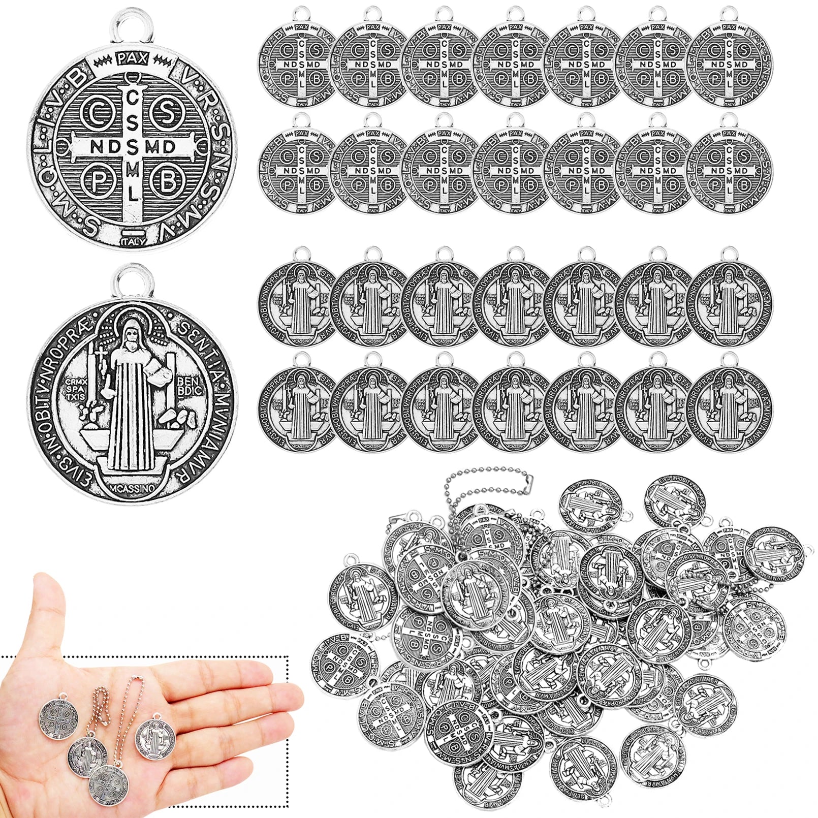 Saint Benedict Medallion Charms Jesus Cross Catholic San Benito