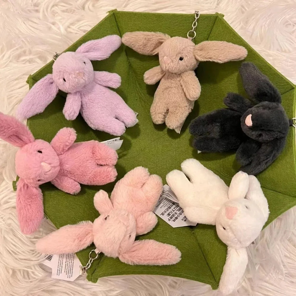 Stuffed Animals Cute Cartoon Rabbit Keychain Love Pompom Trinket Toy