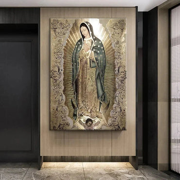 Catholic Art Lady of Guadalupe Wall Art Canvas Painting Retro