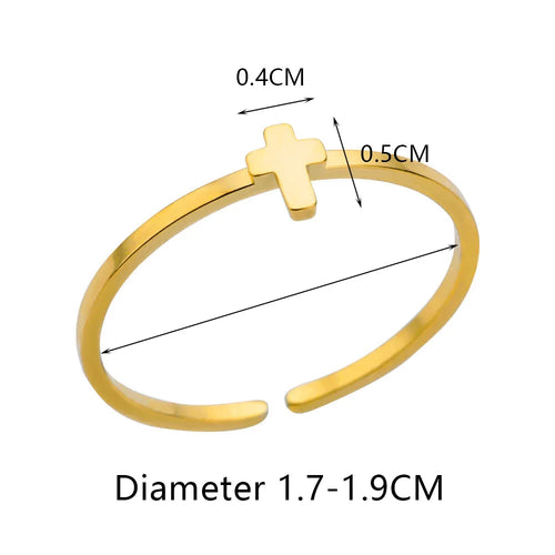 Cross Rings for Women Gold Color Opening Stainless Steel Ring 2024