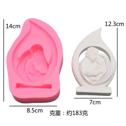 Catholic Jesus Home silicone Candle mold 3D Madonna Jesus Portrait