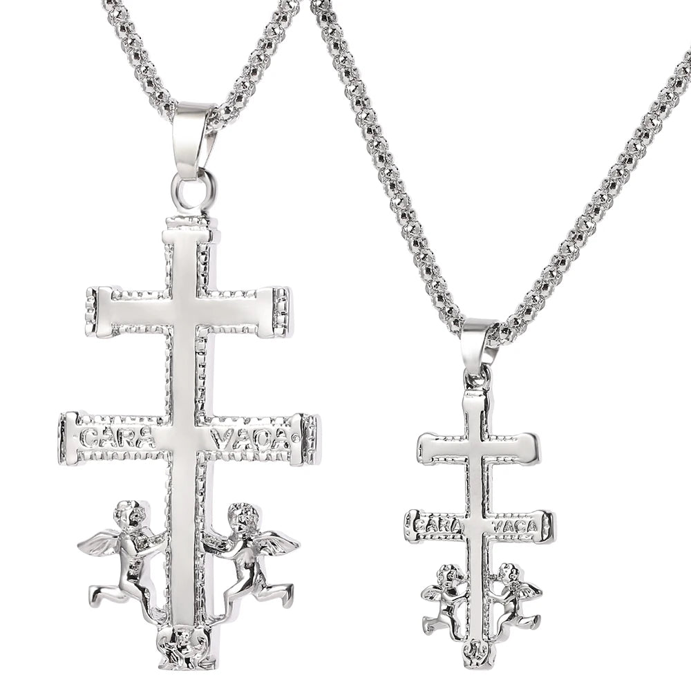 Catholic Caravaca Crucifix Orthodox Russian Cross Necklace Pendant