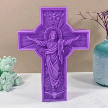 DIY Cross Jesus Statue Silicone Candle Molds Catholic Apostle Portrait