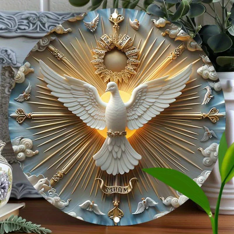 Christ the Spirit Dove Wall Art aluminum metal logo with 3D relief