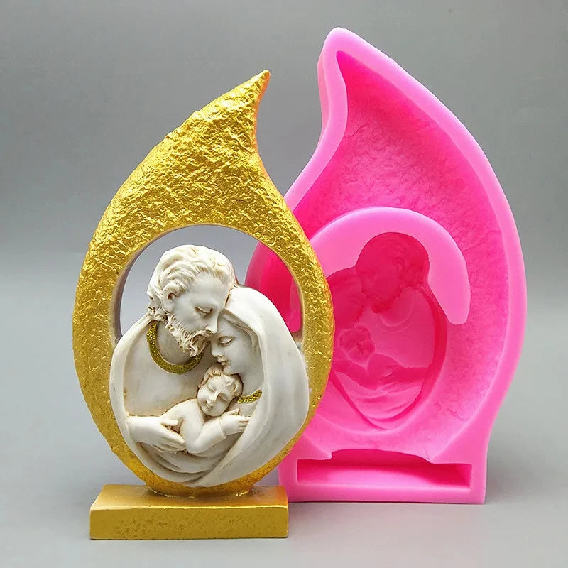Catholic Holy Family Three Silicone Mold Fondant Cake Mold Resin