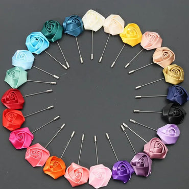 Men Boutonnieres for Wedding Groom Corsage Lapel Pins Ribbon Roses