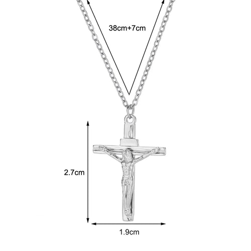 Stainless Steel Jesus Cross Necklace For Women Men Gold Color Caravaca