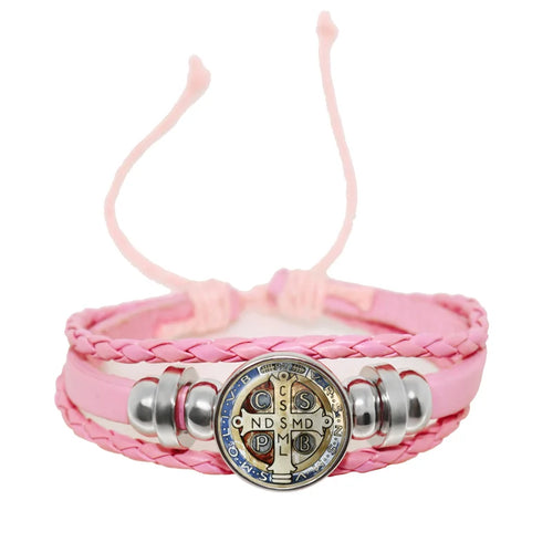 Saint Benedict Medallion Bracelet I LOVE JESUS Glass Art Picture