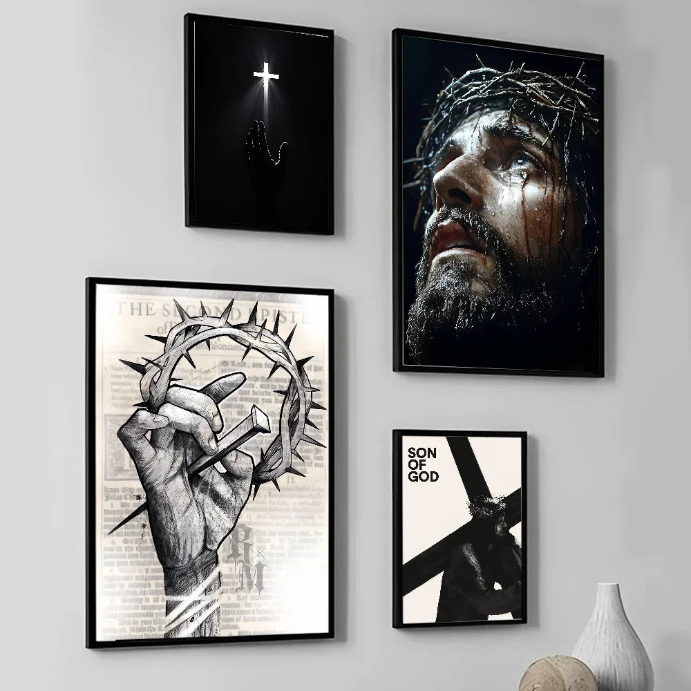 Son of God Jesus Cross Holy Light Wall Art, HD Canvas Print Poster,