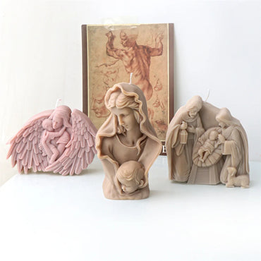 Catholic Holy Jesus Family Silicone Candle Mold Virgin Hugs Baby