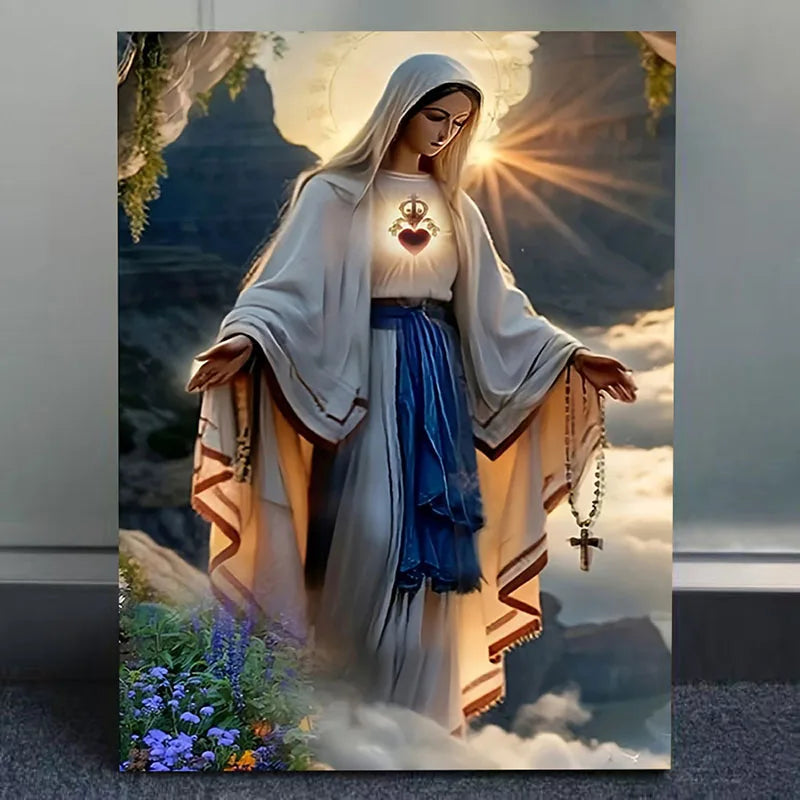 1pc Vintage Virgin Mary and Jesus Canvas Christian Faith Poster Home