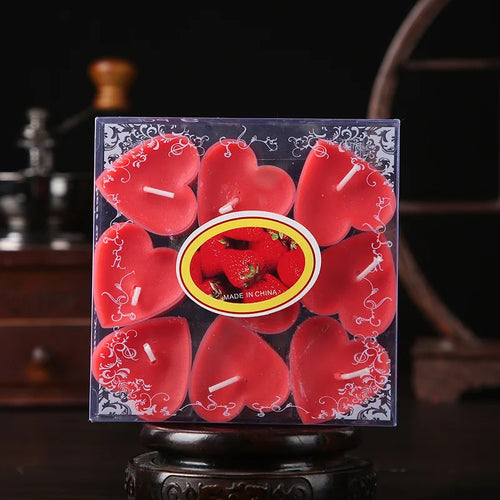 9pcs Heart-Shaped Scented Tea Candles Set Wedding Supplies Romantic