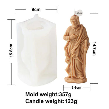 Saint Jesus Statue Apostle of the Lord Jesus Candle Silicone Mold 3D
