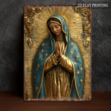 1pc 8x12" Vintage Aluminum Wall Art - Guadalupe Virgin Mary Retro