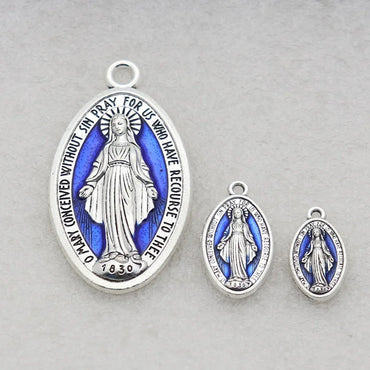 10pcs/set Blue Enamel Virgin Mary Charms For Jewelry Making DIY