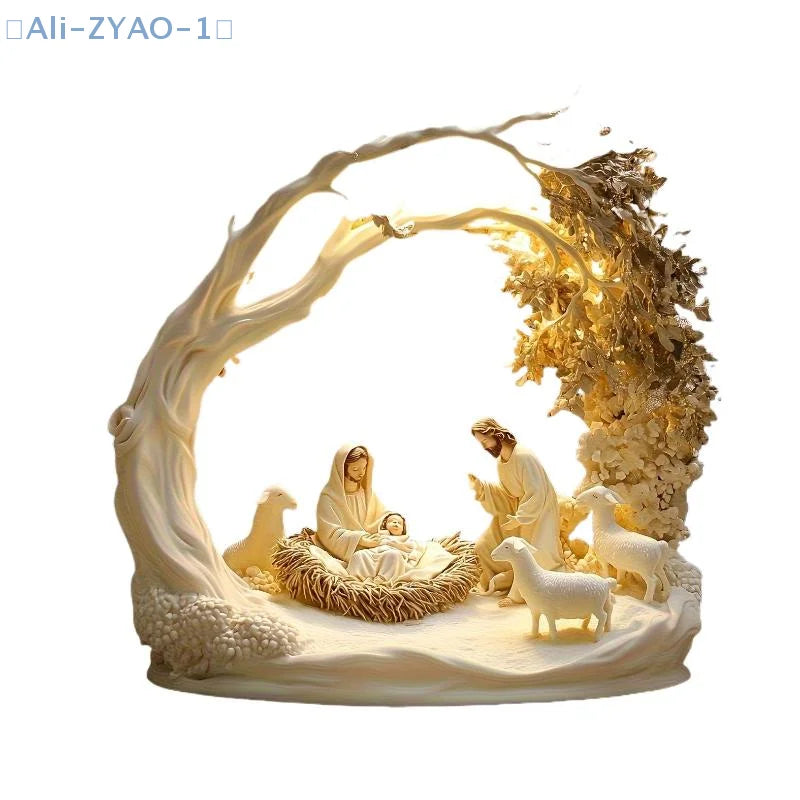 【ZYAO-1】Desktop Decor Family Statue Jesus Tree Of Life Newborn Acrylic