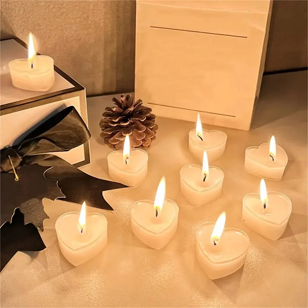 9pcs Heart-Shaped Scented Tea Candles Set Wedding Supplies Romantic