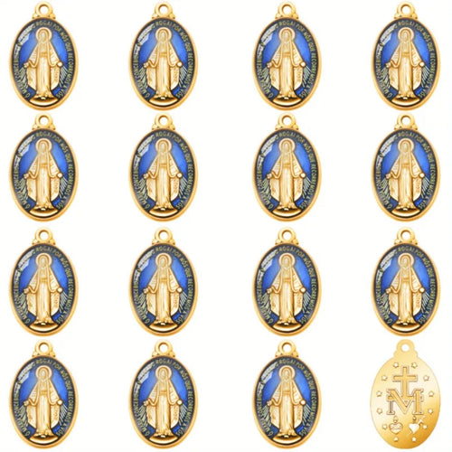 10 Pieces New Catholic Vintage Virgin Mary Medal Necklace Earrings