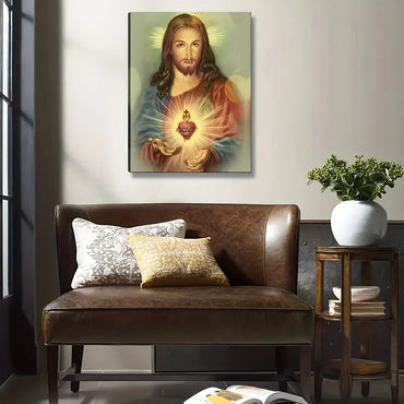 1pc Abstract Canvas Painting Jesus Holy Heart Wall Art Poster Divine