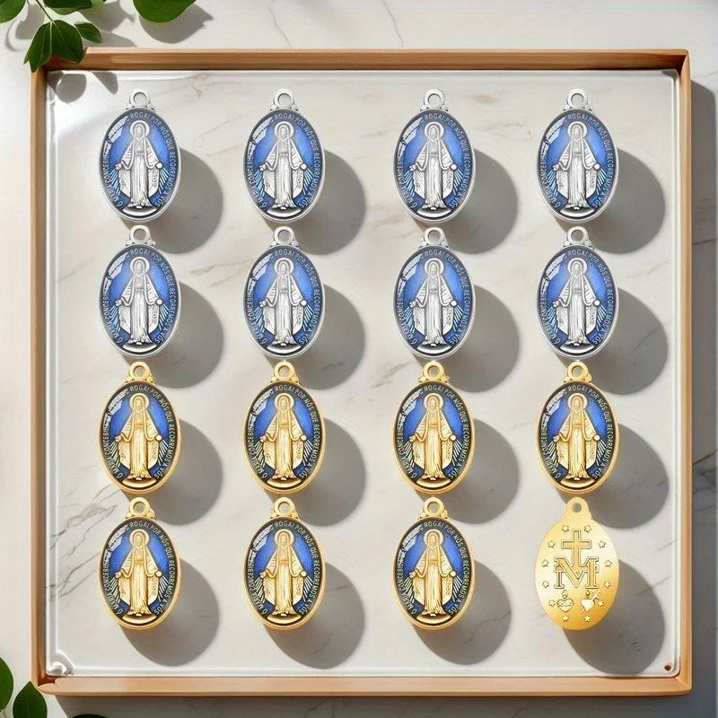 10 Pieces New Catholic Vintage Virgin Mary Medal Necklace Earrings