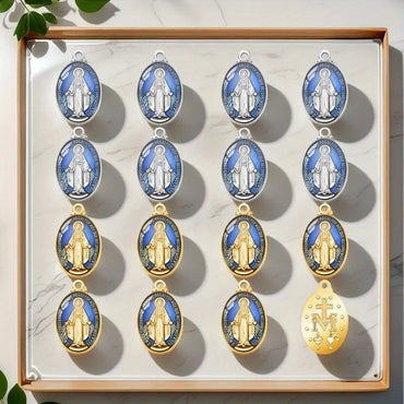 10 Pieces New Catholic Vintage Virgin Mary Medal Necklace Earrings