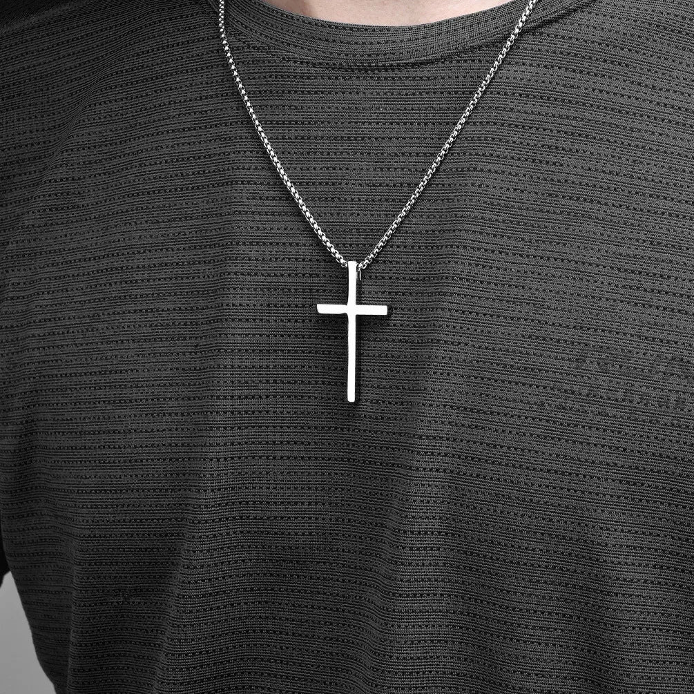 Titanium Steel Cross Necklace For Men Women Black Gold Silver Color