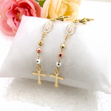Fashion Handmade Beaded Tricolor Beads Tassel Cross Virgin Mary Our