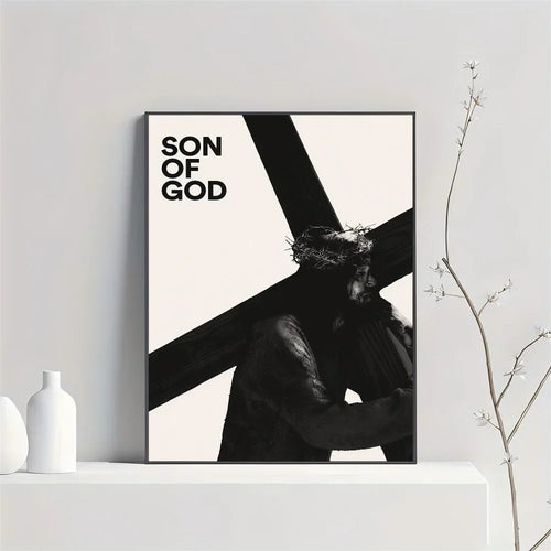 Son of God Jesus Cross Holy Light Wall Art, HD Canvas Print Poster,