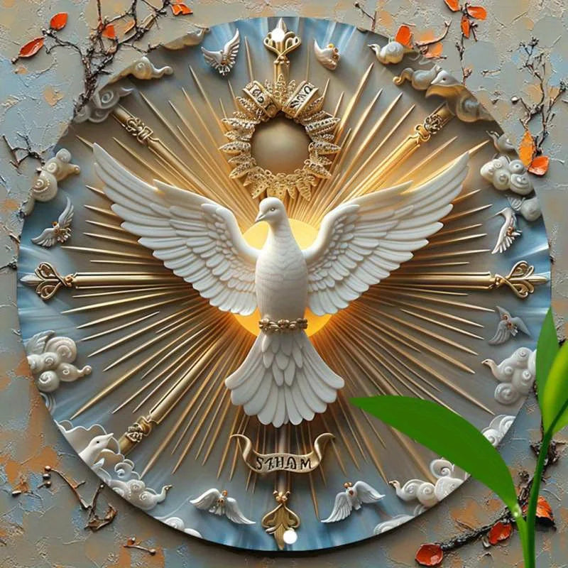 Christ the Spirit Dove Wall Art aluminum metal logo with 3D relief