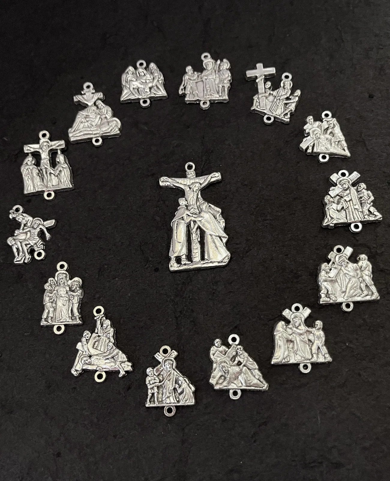 15Pcs Crucifix Jesus Cross Pendant Set Stations of the Cross
