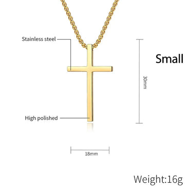 Titanium Steel Cross Necklace For Men Women Black Gold Silver Color
