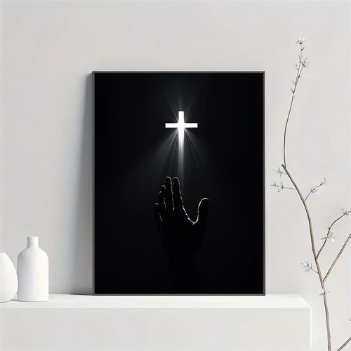 Son of God Jesus Cross Holy Light Wall Art, HD Canvas Print Poster,