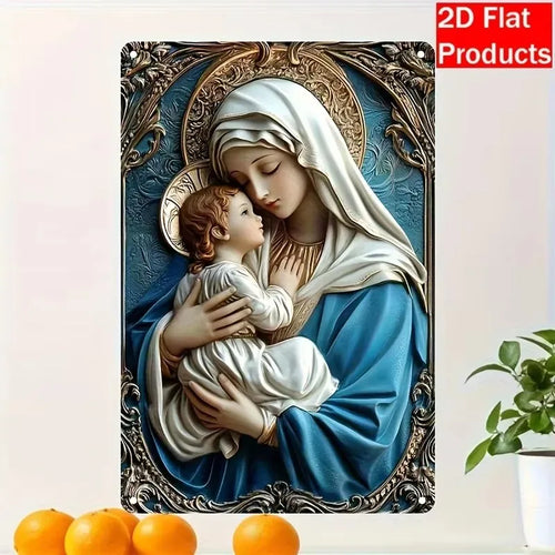 Metal Plaque， Virgin of Guadalupe Metal Sign, Rustic Americana Style