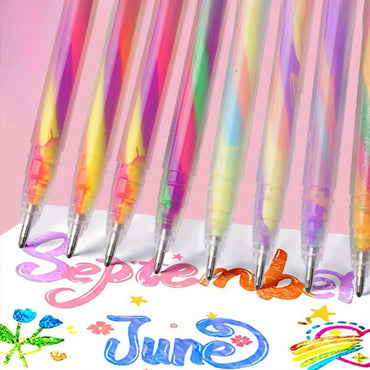 6pcs Glitter Gel Highlighter Pens Set - 1.2mm Vibrant Colors, Smooth