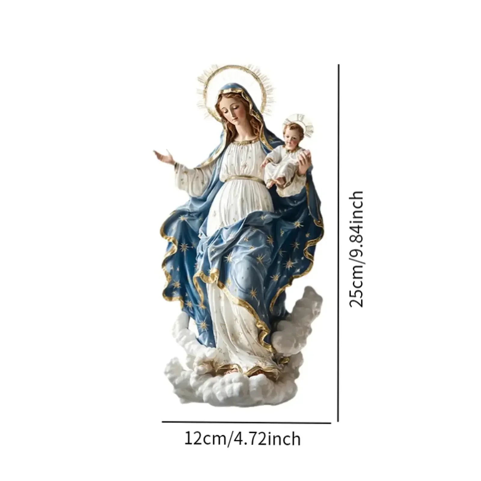 Blessed Mary Figurine Christmas Scene Decorative with Child Jesus