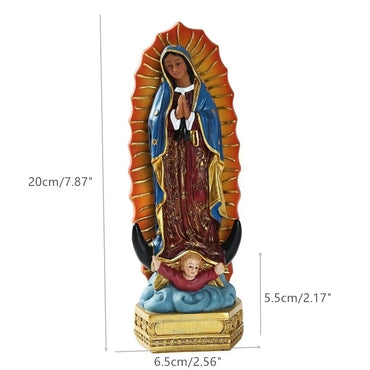 Handmade Painted Our Lady of Guadalupe Statue Figurine Catholic