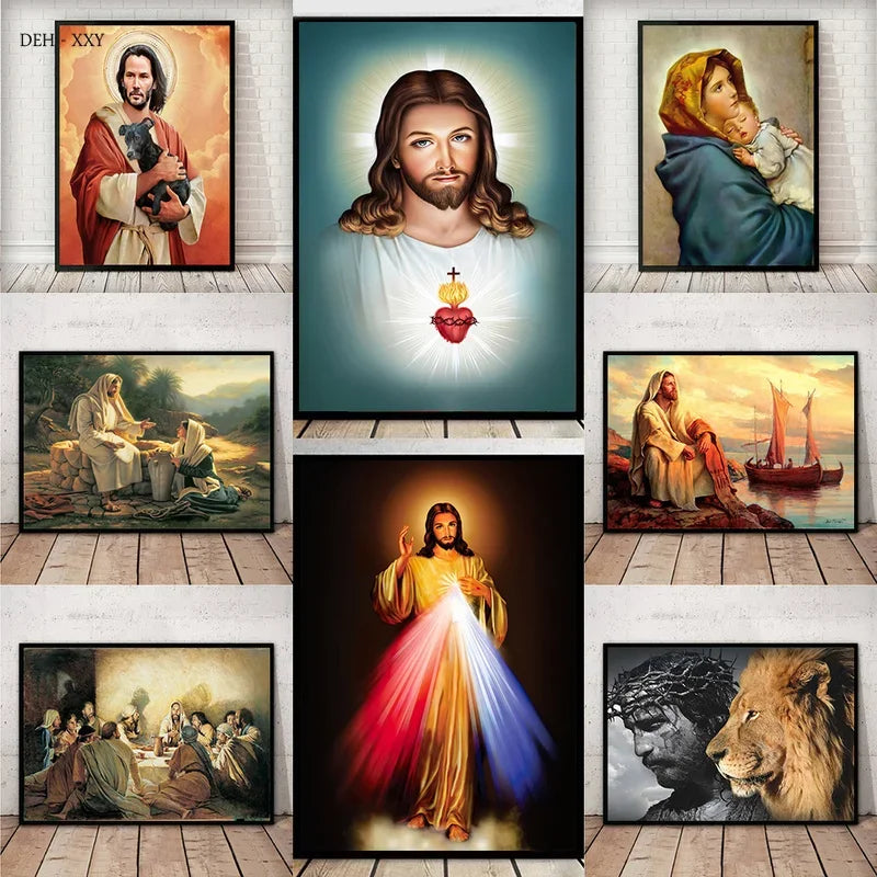 Scandinavian Minimalist Wall Art Catholic Christian Holy Jesus HD