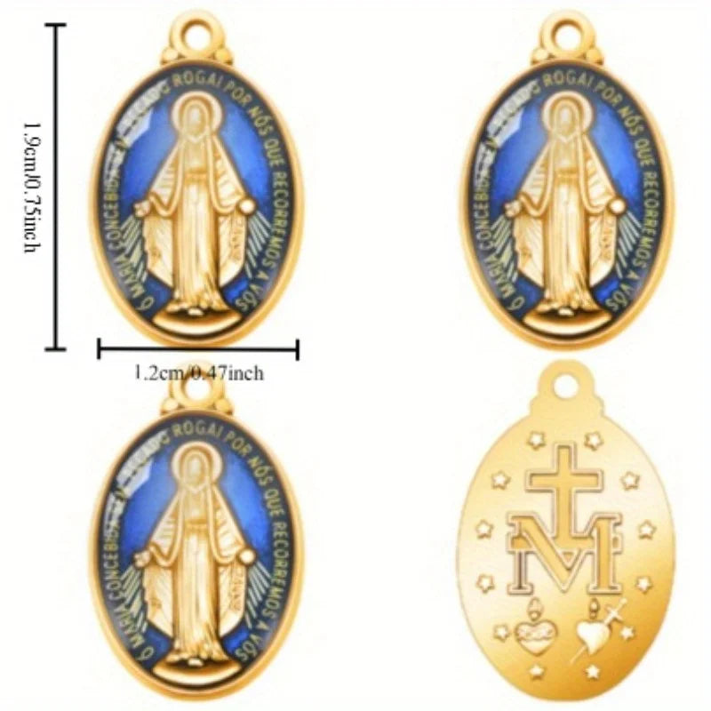 10 Pieces New Catholic Vintage Virgin Mary Medal Necklace Earrings