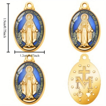 10 Pieces New Catholic Vintage Virgin Mary Medal Necklace Earrings