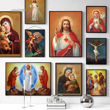 Catholic Art Holy Mother of God，Jesus Christ ，Saint Nicholas Canvas