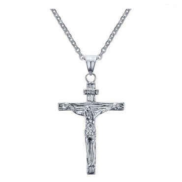 Fashion Crucifix Jesus Christ Men Jewelry Gold Brown Silver Color