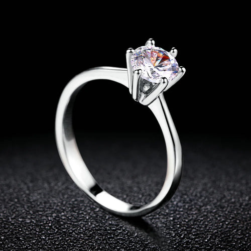 Classic 1 Carat Crystal Wedding Ring For Women Zirconia Gold Color