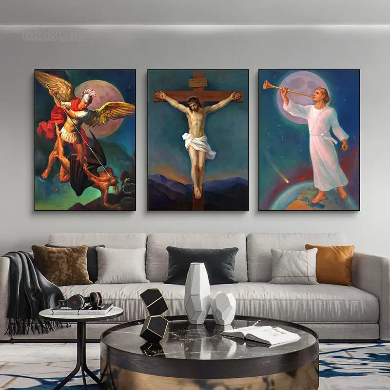 Catholic Art Holy Mother of God，Jesus Christ ，Saint Nicholas Canvas