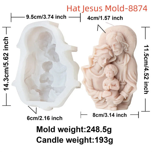 Virgin Mary Jesus Silicone Mold Candle Making Mother Baby Religious