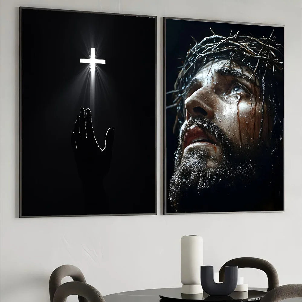 Son of God Jesus Cross Holy Light Wall Art, HD Canvas Print Poster,